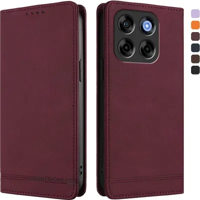 Image de Etui pour ZTE Blade V70, étui rétro en cuirPolyuréthaneavec support et fentes pour cartes de crédit Rouge