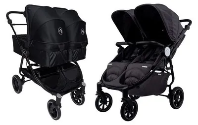 Obrázok produktu pre Baby Monsters Kočík pre dvojičky Easy Twin 4 Full Box – Čierny
