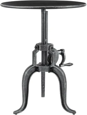 Produktbild von CLP Beistelltisch Marcos 50 cm aus Metall rund höhenverstellbar Industrial Stil antik silber