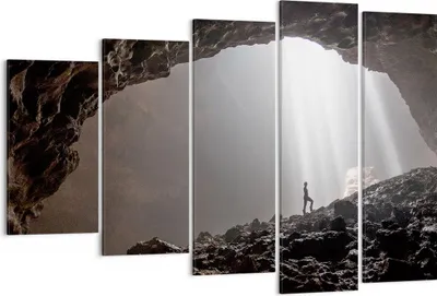 Produktbild von Bild auf Leinwand - Leinwandbild - 5 Teile - Höhle Morgendämmerung Frau - 150x100cm - Wand Bild - Wanddeko - Wandbilder - Leinwanddruck - Bilder - Wanddekoration - Leinwand bilder - EG150x100-4468