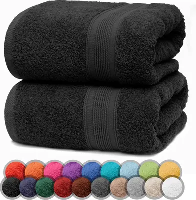 Produktbild von Frottier Duschtücher 2er Pack 70x140cm, 100% Baumwolle, Schwarz