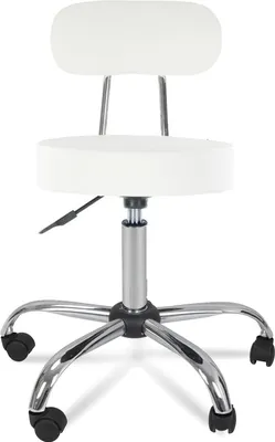 Produktbild von FCH Rollhocker Arbeitshocker Drehhocker Höhenverstellbar 360° Drehbar Bürohocker Drehhocker mit Lehne höhenverstellbar Weiß