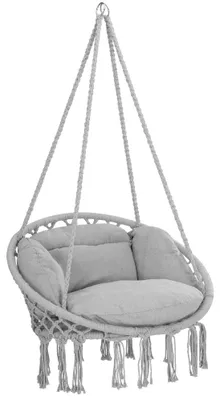 Obrázok produktu pre Závesné kreslo BOHO s vankúšmi, Ø61cm, svetlosivé