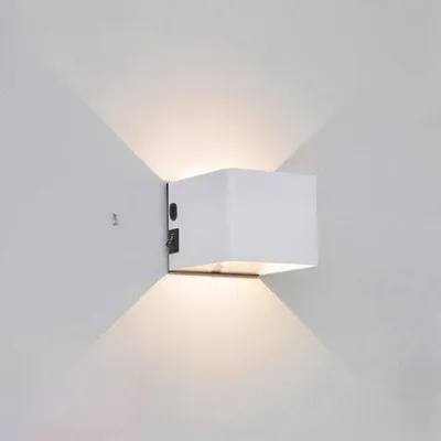 Zdjęcie produktu dla Czujnik ruchu, zewnętrzna lampa ścienna, biała, oświetlenie ogrodowe