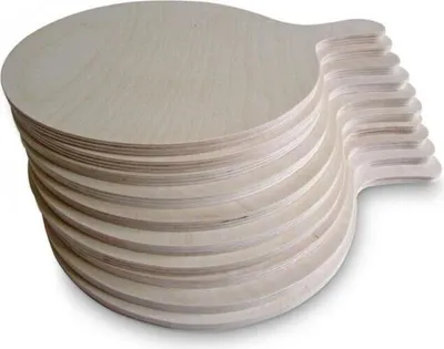 Produktbild von 10er-Set Pizzabretter L aus Birkenholz-Multiplex, 42 × Ø 32 cm, mit Griff