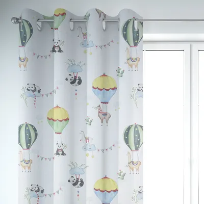 Produktbild von SCHÖNER LEBEN. Vorhang Lamarama Lamas, Pandas und Heißluftballons 245c Aufhängung Ösen