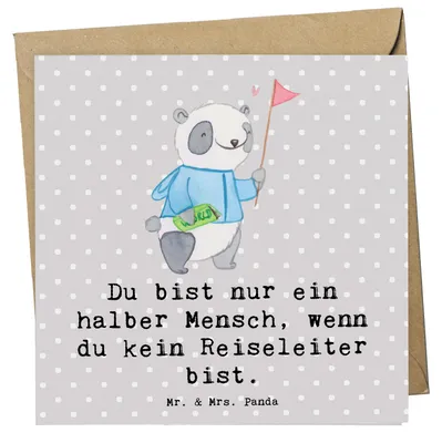 Produktbild von Mr. & Mrs. Panda Grußkarte Reiseleiter Herz - Grau Pastell - Geschenk, faltkarte, Glückwunschkarte, anlasskarte, Klappkarte, doppelkarte