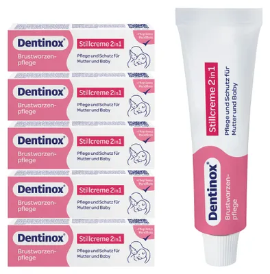 Produktbild von Dentinox Stillcreme 2in1 Brustwarzenpflege, Pflege für Stillende 6x30 ml, KI-generiertes Bild