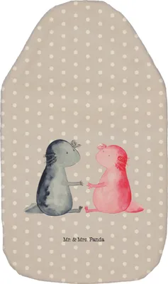 Produktbild von Mr. & Mrs. Panda Wärmflasche Axolotl Liebe - Grau Pastell - Geschenk, glücklich, Valentinstag, Wärmekissen, Bettflasche, Wärmflaschen, mit Bezug, Ehemann, Paar