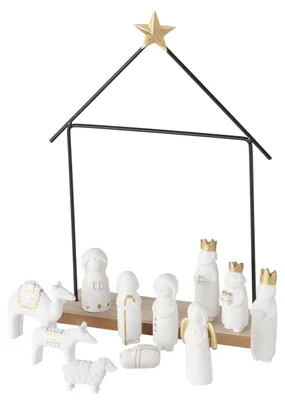 Obrázok produktu pre Boltze 2039144, Čierna, Biela, Drevo, MDF, Kov, Plast, polyserin, Drevo, Vianoce, 1 kusov, 60 mm, 220 mm
