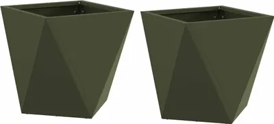 Image de vidaXL Bac à plantes 2 pcs vert olive 30 x 30 x 30 cm acier