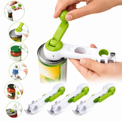 Produktbild von 3er Set Flaschenöffner mit Knoblauchmühle | 7in1 Multifunktionsdosenöffner | Flaschenöffner | Multifunktionaler Bierflaschenöffner | Kapselheber | Kombiöffner | Getränkedosenöffner | Knoblauchschäler
