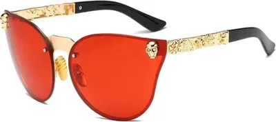 Zdjęcie produktu dla Okulary przeciwsłoneczne - damskie - modne - kocie oko - stylowe - czerwone - ochrona UV