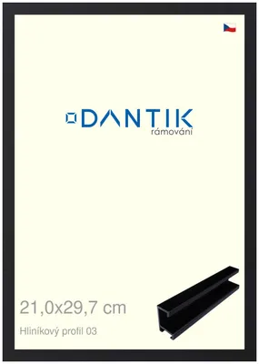 Zdjęcie produktu dla Rama DANTIK 21x29,7 | Profil ALU 7003 czarny mat (szkło przezroczyste)