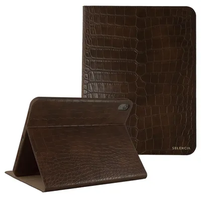 Image de Étagère Selencia Croco pour Apple iPad Air 11 pouces (2026) M4 / (2025) M3 / (2024) M2 / Air 5 (2022) / Air 4 (2020) - Marron chocolat