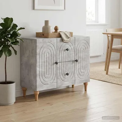 Image de Meuble TV vidaXL, gris béton, 89 x 34,5 x 60 cm, aggloméré