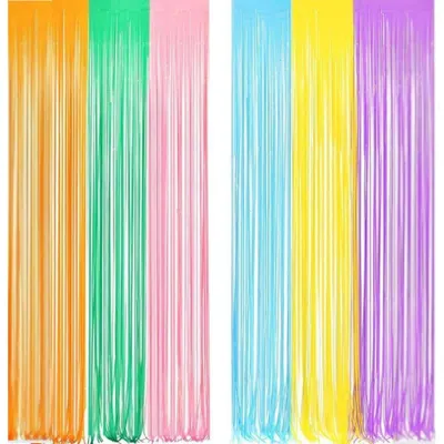 Produktbild von Regenbogen Lametta Vorhang 2er Set Glitzer Folienvorhang Party Hintergrund Deko, Fransen Vorhang für Geburtstag, Hochzeit & Eventdekoration