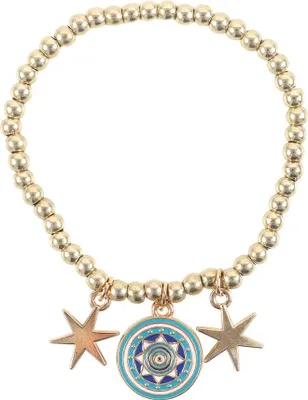 Produktbild von Something Different - "All Seeing Eye" Perlen-besetzt-Armband-Anhänger, Metall SD10375 (Einheitsgröße) (Gold/Bunt)