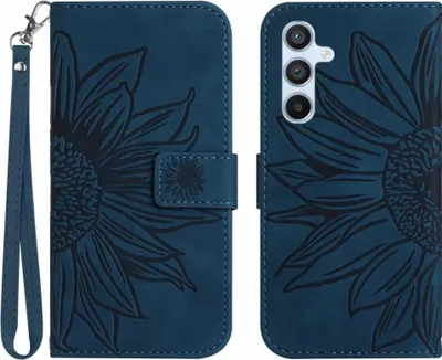 Produktbild von Samsung Galaxy A16 Hülle - Coverup Sonnenblume Klapphülle mit Schlüsselband - Dunkelblau