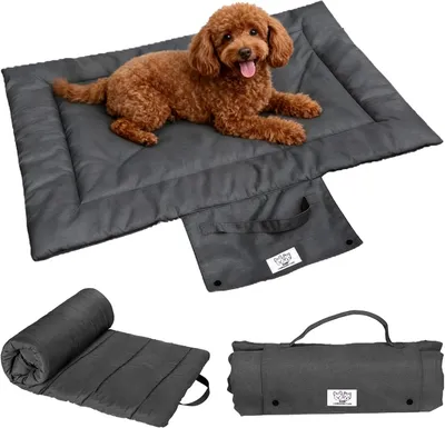 Produktbild von Hundedecke für Reisen, 100 x 72 cm, tragbar & faltbar, weiche Haustierdecke für Hunde und Katzen, waschbar, Reisedecke für Sofa, Auto, Outdoor, Grau