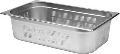 Imagen del producto de Recipiente gastronómico de acero inoxidable, perforado, tamaño GN 1/1, 150 mm de profundidad, capacidad de 20,5 litros