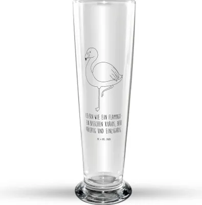 Produktbild von Mr. & Mrs. Panda Trinkglas Flamingo Classic - Transparent - Geschenk, Spruch, Freundin, Glasbecher, Stolz, Bierglas, Prächtig, Geschwister, Glasbierglas, Bierbecher, Sohn