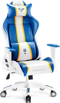 Immagine prodotto di Diablo X-One 2.0 Gaming Chair Sedia da ufficio Braccioli regolabili Design ergonomico Cuscino collo/glutei King Size Aqua Blue / Blue