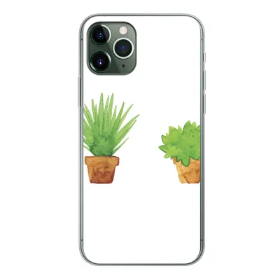 Produktbild von MuchoWow® Handyhülle Schutzhülle Hülle für iPhone 11 Pro Blumentopf - Aquarell - Pflanzen Silikon Softcase Handy Hülle - Handy