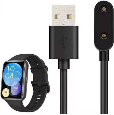 Produktbild von SYSTEM-S USB 2.0 Kabel 100 cm Ladekabel für Huawei Watch Fit 2 Smartwatch in Schwarz