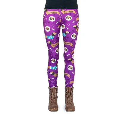 Produktbild von cosey-Bedruckte Dackel-Leggings (Einheitsgröße) - Design Lila Dackel Liebe