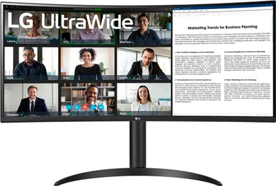 Produktbild von LG 34WR55QK-B, 86,4 cm (34"), 3440 x 1440 Pixel, Wide Quad HD, 5 ms, Schwarz