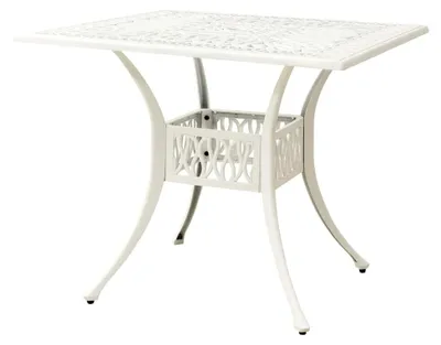 Produktbild von Gartentisch Weiß 90x90x73 cm Aluminiumguss Buffettisch Balkontisch
