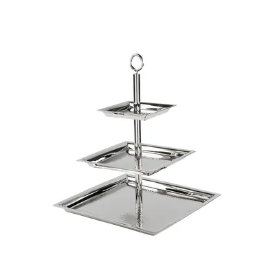 Obrázok produktu pre 3-poschodová etagéra NAGANO – strieborná – nerezová oceľ – V 44 cm x Š 34 cm
