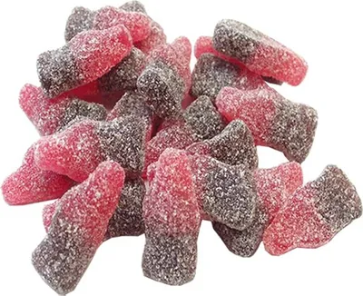 Produktbild von 2 kg Saure Cola-Kirsch-Flaschen – Fruchtgummi mit Cola- und Kirschgeschmack – Hergestellt in den Niederlanden