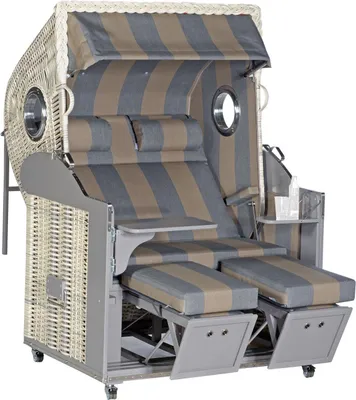 Produktbild von Sonnenpartner Classic 2-Sitzer Strandkorb Liegemodell Ostsee antik-weiß/taupe