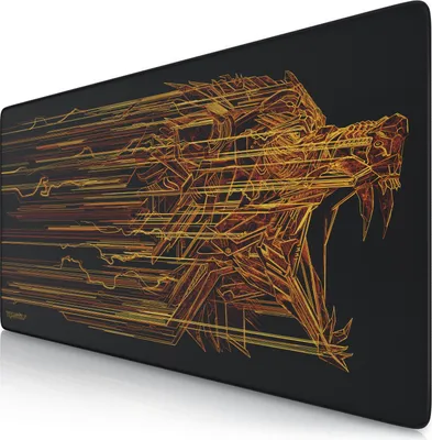 Image de Tapis de souris Titanwolf Gaming XXL, 900 x 400 x 3 mm, sous-main, lavable, dos antidérapant, vitesse & précision, motif de loup orange