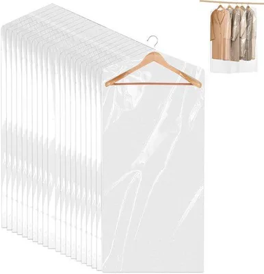 Zdjęcie produktu dla Przezroczyste pokrowce na ubrania 60 x 120 cm, 30 sztuk, na garnitury i koszule