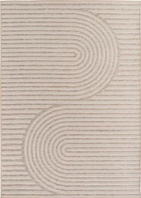 Produktbild von Outdoorteppich Boho Wohnzimmer Balkon Terrasse Beige 120x170 cm Rechteckig