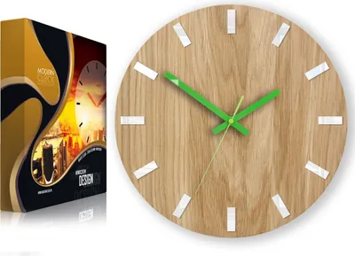 Produktbild von ModernClock, Eichenholz Uhr, wanduhr holz, wanduhr, Simple 33cm