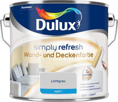 Produktbild von Dulux Simply Refresh Wand und Deckenfarbe - Lichtgrau - 2,5 l - Erfrischende, langlebige Innenfarbe für ein schönes Zuhause