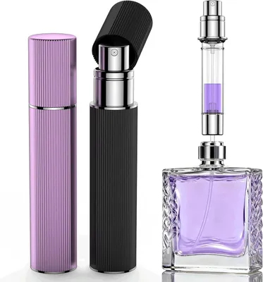 Produktbild von Nachfüllbarer Parfümzerstäuber, 12 ml, Aluminium, schwarz und lila, für Damen und Herren, für Notfälle ()