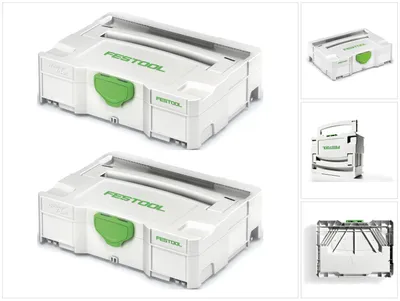 Image de Festool Systainer T-LOC SYS 1 TL 2 x Coffrets à outils - Gris clair - Combinables (497563)