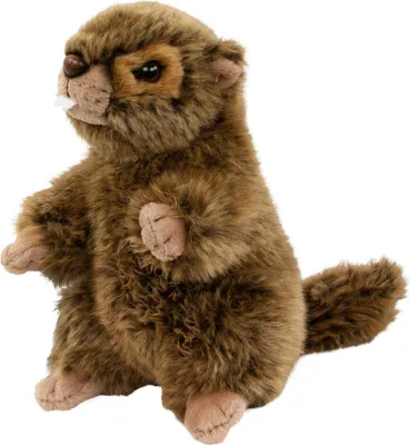 A stuffed toy marmot is shown against a white background.