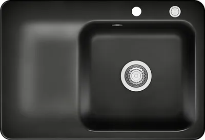 Produktbild von KeraDomo Spüle JUNA 75 in NERO - Becken rechts mit Excenterbedienung / Systemceram / Keramikspüle