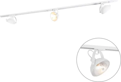 Produktbild von QAZQA - Modern 1-Phasiges Schienensystem I Spotlight I Deckenspot I Deckenstrahler I Strahler mit 3-flammig Spotbalken verstellbaren Spot I Spotlight I Deckenspot I Deckenstrahler I Strahler I Lampe I