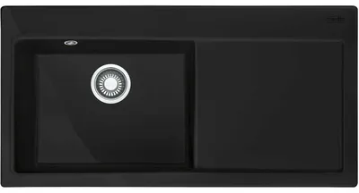 Produktbild von MYTHOS, MTK 611-100, 1000x510mm, Siebkorb als Druckknopfventil, mit verdecktem Überlauf, Tropfteil rechts, mit Ablaufgarnitur, 2 Batterielöcher, Einbau, Anthrazit matt