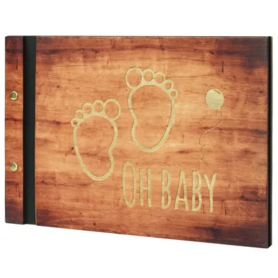 Produktbild von Babyalbum Kinderalbum Fotoalbum Holzalbum Bilderalbum 60 Seiten Fotobuch selbst gestalten Weltkarte Kompass