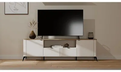 Image de Topeshop RTV Cabinet Cordoba 2S2S Cachemire Beige Chêne Castello Meuble TV 2 Tiroirs