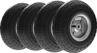 Produktbild von Schubkarrenrad 4er Set Ersatzrad 80 kg Ø 255 mm Vollgummi Luftreifen mit Schlauch Kugellager Schwarz