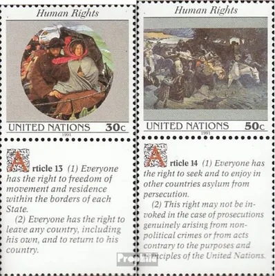 Produktbild von Briefmarken UNO - New York 1991 Mi 623Zf-624Zf mit Zierfeld (kompl.Ausg.) FDC Menschenrechte